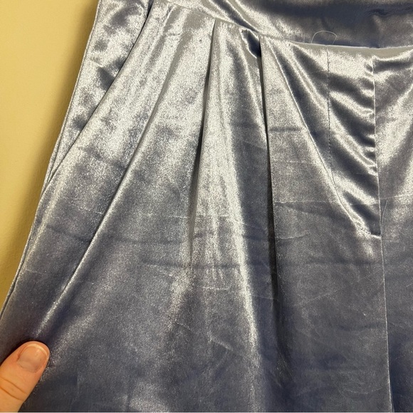 Christian Lacroix NWT Steel Blue Velvet Wide Leg High Waisted Pants Size Medium - Picture 6 of 10